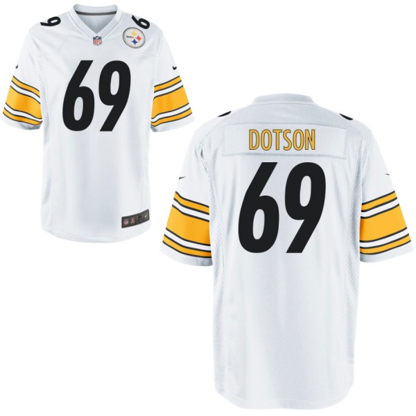 Nike Men's Pittsburgh Steelers Game White Jersey DOTSON#69